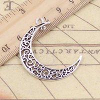 10pcs Charms Hollow Moon Link 40x30mm Tibetan Bronze Silver Color Pendants Antique Jewelry Making DIY Handmade Craft Pendant