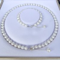 Real White Pearl Jewelry Sets Natural Freshwater Pearl Bracelet Necklaces For Women Fashion wedding anniversary Gift