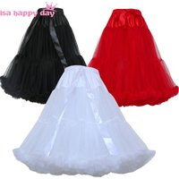 55cm Length White Black Red Petticoat For Cosplay Wedding Prom Tulle Petticoat Crinoline Underskirt Rockabilly Swing Tutu Skirt