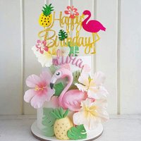Décoration de gâteau avec lettres Aloha, flamant rose, ananas, anniversaire d'été, décoration de fête, décoration de Cupcake pour fête de mariage tropicale hawaïenne