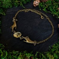 Witchy Chain Choker Hands Necklace Jewelry Magical Bronze Hands Yellow Druzy Citrine Stone Fashion Women Gift Pendant Statement