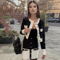 Women's O-Neck Long-Sleeved Jacket and Skirt Set Bodycon Bandage Button Sexy High Quality Autumn Party 2 Set 2024 New