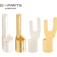 Gold Silver plated Copper AC Power Socket Installation Connector Y Spade Fork Banana Plug For US EU Schuko Power Plug Connector