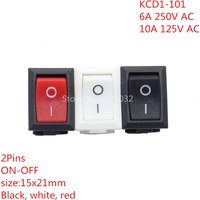 10PCS Push Button Switch 15x21mm SPST 2Pin KCD11 KCD1 Snap-in On/Off Boat Rocker Switch 15MM*21MM Black Red and White