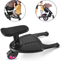Adaptateur de Pédale de Poussette pour Enfant, Deuxième Remorque Auxiliaire pour Jumeaux, Scooter, Hitchhiker, Plaque Debout avec Siège