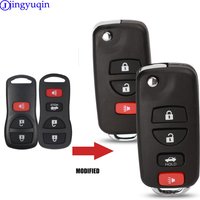 jingyuqin Modified 3/4 Buttons Remote Folding Car Key Shell For Nissan Infiniti Xterra Frontier Muranon PATHFINDER TITAN