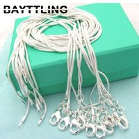 BAYTTLING 925 silver 5pcs/lot 16/18/20/22/24/26/28/30 inch 1MM snake chain necklace For women men fashion jewelry gift wholesale