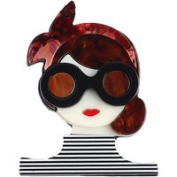 New Design Lovely Lday With Glasses Brooch For Women Big Acrylic Cartoon Big Resin Figure Brooches Pins Lapel Fashion Jewelry