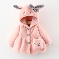Baby Mädchen Kleidung Niedlichen Kaninchen Ohren Plüsch Baby Jacke Herbst Winter Warme Mit Kapuze Mädchen Mantel Weihnachten Kleine Prinzessin Oberbekleidung