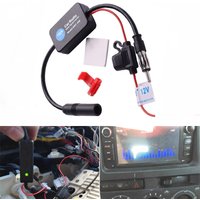 Universal 12V AM FM Signal Amp Amplifier Booster Car Antenna Radio with Noise Filters Ring for Marine Car Boat Truck RV
