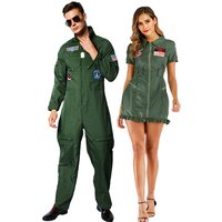 Menโs Pilot Suit 80s Movie Top Gun Air Force Uniform Adult Halloween Cosplay Costume Carnival Easter Purim Fancy Dress
