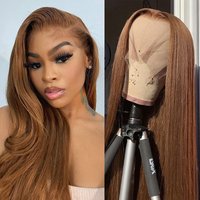 Ginger Human Hair Wigs Bone Straight Lace Front Wig Brazilian Remy Pre Plucked Brown Color 13x4 Lace Frontal Wigs With Baby Hair