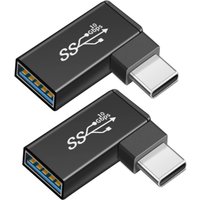 2pcs Right Left Angle 90 Degree USB Type C 3.1 Male to USB 3.0 A Female 10Gbps Data Charging Adapter Connector for Laptop Phone