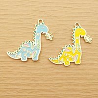 10pcs Flower Dinosaur Charm for Jewelry Making Enamel Earring Pendant Bracelet Necklace Accessories Diy Supplies Gold Plated