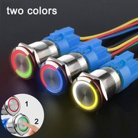 19mm 22mm Two-color Metal Push Button Switch With Waterproof Lamp Doorbell Car Momentary/Reset Latching/Fixation 12V 24V 220V