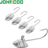 JOHNCOO 10pcs Head Hooks1.5g 2g 3.5g 5g Jig Head Barbed Hook Worm Soft Lure Exposed Jigging Hook Fishing Hooks