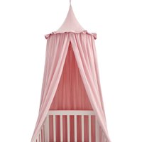100% Cotton Crib Kids Room Deco Baldachin with Frill Bed Curtain Canopy for Nursery