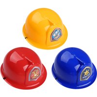 Boys Girls Pretend Play Helmet Plastic Fire Fighter Hat Fireman Engineer Helmet Halloween Trick-or-treating Party Role Play Prop