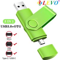 3 in 1 OTG USB Flash Drive USB3.0 & Type-C & Micro USB Pen Drive 256GB 128GB 64GB 32GB USB Stick Pendrives