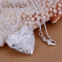 Photo frame free shipping silver color for women necklace jewelry silver jewelry fashion cute Heart pendant snake necklace P185