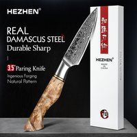 HEZHEN 3,5 Zoll Schälmesser Echt 67-lagiges Damast-Kochmesser aus Superstahl Super Anti-Rost-Obstküchenmesser mit scharfer Klinge