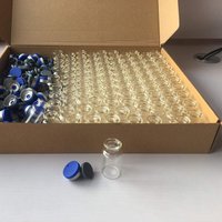 100pcs 10ml Vials-Glass Clear Bottom Headspace Vial with Plastic-Aluminum Flip Off Caps and Rubber Stoppers,(Transparent)