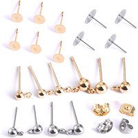20pcs Stainless Steel Dia 4/5/6/8/10mm Stud Earrings Back Plug Ear Pins Ball Needles for DIY Jewelry Making Findings