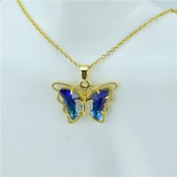 New Fashion Sweet Women Girl Heart Crystal Butterfly Pendant Necklace Jewelry Elegant Charm Jewelry Gifts Accessories Wholesale