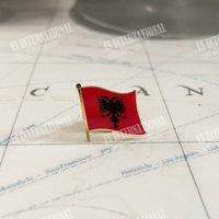 Albania National Flag Crystal Epoxy Metal Enamel Badge Brooch Collection Souvenir Gifts Lapel Pins Accessories Size1.6*1.9cm