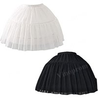 Women Girls Crinoline Petticoat 2 Hoops Skirt Chiffon Ball Gown Short Half Slip Underskirt for Lolita Cosplay