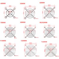 25mm 30mm 35mm 40mm 50mm 60mm 70mm 80mm 90mm 110mm 120mm 135mm 140mm 150mm 180mm 200mm Metal Fan Guard Protective Grill For Fan