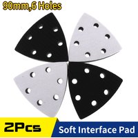 2Pcs Soft Interface Pad,90mm Hook Loop Foam Buffering Pad for 3-1/2 Inch Triangle Oscillating Multi Tool Sanding Pad Sandpaper