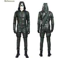 The Arrow Season 5 Green Arrow Cosplay Costume Oliver Quee Outfit Halloween Costumes Men Leather Pantsfantasias adulto masculino