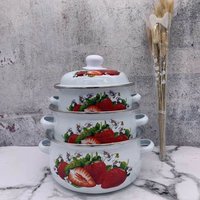 Special Enamel 3-piece Rain Hand Pot Set Enamel Soup Pot Enamel Pot Enamel Noodle Cooking Pot Enamel Milk Pot Cookware Hot Pot