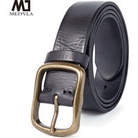 MEDYLA Vintage luxe fait à la main en cuir cuivre boucle homme ceinture peau de vache rétro tout-match décontracté jean ceinture souple 21404