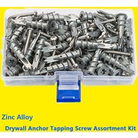 Plasterboard Drywall Anchor Set Zinc Alloy Hollow-wall Self-drilling Wall Plug with M4.2 Tapping Screw Assortment Kit
