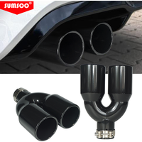 genuine SUMSOO 1PCS Universal Double Rear Exhaust Tip Stainless Steel Tail Pipe Dual Outlet Muffler Pipe Car Accessor