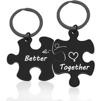 Couple Puzzle Piece Keychain Better Together Set Gifts for Boyfriend Girlfriend Long Distance Relationship Valentine's Day Gifts