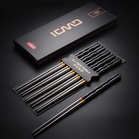 5pcs Set Pack Non-Slip Stainless Steel Chopsticks Reusable Tableware Dinning Japanese Chopstick Sushi Food Sticks