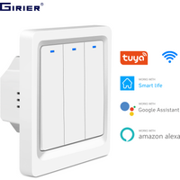 GIRIER Wifi/ZigBee Smart Light Switch EU Push Button Panel Wall Switch 100-240V 1/2/3 Gang Work Alexa Google Home Tuya Smart APP