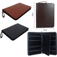New leather Large Capacity Fountain Pencil Case 48 Slots Pen Bag Writing Holder Supplies Accessories