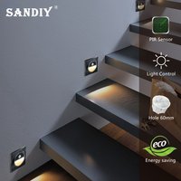 SANDIY Escaliers lumière détecteur de mouvement applique murale veilleuses automatiques pour étape salle de bain décor à la maison Luminaire Fit 60mm boîte ronde détecteur de mouvement luminaires