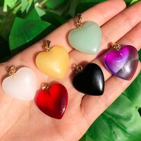 10pcs Love Heart Czech Lampwork Pendant Beads Gradient Color Glass Charms Pendants 20x20mm for Jewelry Making Necklace Diy