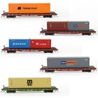 Model Railway HO Scale 1:87 52ft Flat Car with 20ft 40ft Shipping Container Cargo Box Lot C8741