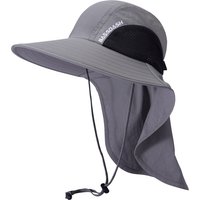 Bassdash UPF 50+ Unisex Water Resistant Wide Brim Sun Hat with Large Neck Flap Ponytail Fishing Hat for Men Women