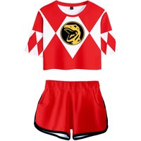 Two Piece Set Anime Mighty Morphin 3D Digital Print T Shirt Casual Harajuku Suit Shorts Crop Top Fashion Tops and Shorts Pants