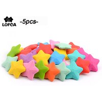 LOFCA 5pcs Star Silicone Beads Soft teether Star Shape BPAFREE Baby Diy Jewelry Bracelet Necklace and Pendant Making Oral Care