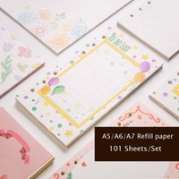 Sharkbang 101 Sheets A5 A6 A7 Loose Leaf Notebook Girls's Mind Refill Spiral Binder Inner Pages Line Grid Blank Agenda Full Set