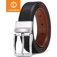 Nouvelle sangle mâle en cuir véritable ceintures pour hommes boucle rotative en cuir véritable ceinture hommes réversible Jeans décontractés hommes ceinture HQ113