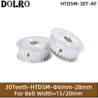 HTD5M 30 Teeth Synchronous Timing Pulley Bore 6/6.35/7/8/10/12/14/15/16/17/18/19/20/22/24/25mm for Width 15/20mm HTD5M Belt AF